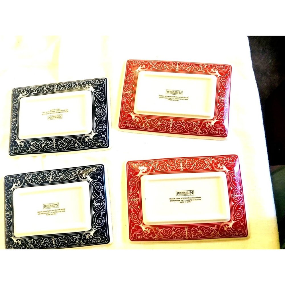 Restoration Hardware Ace Playing Cards Appetizer Plates Set of 4 2004 Game Night